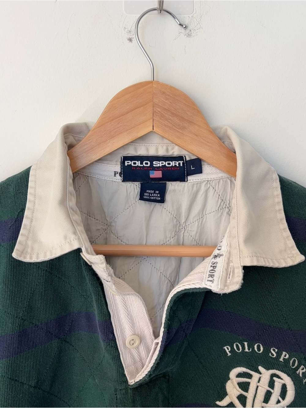 Vintage Polo Sport Ralph Lauren Striped Rugby Shirt Men’s L Scribble Logo Crest